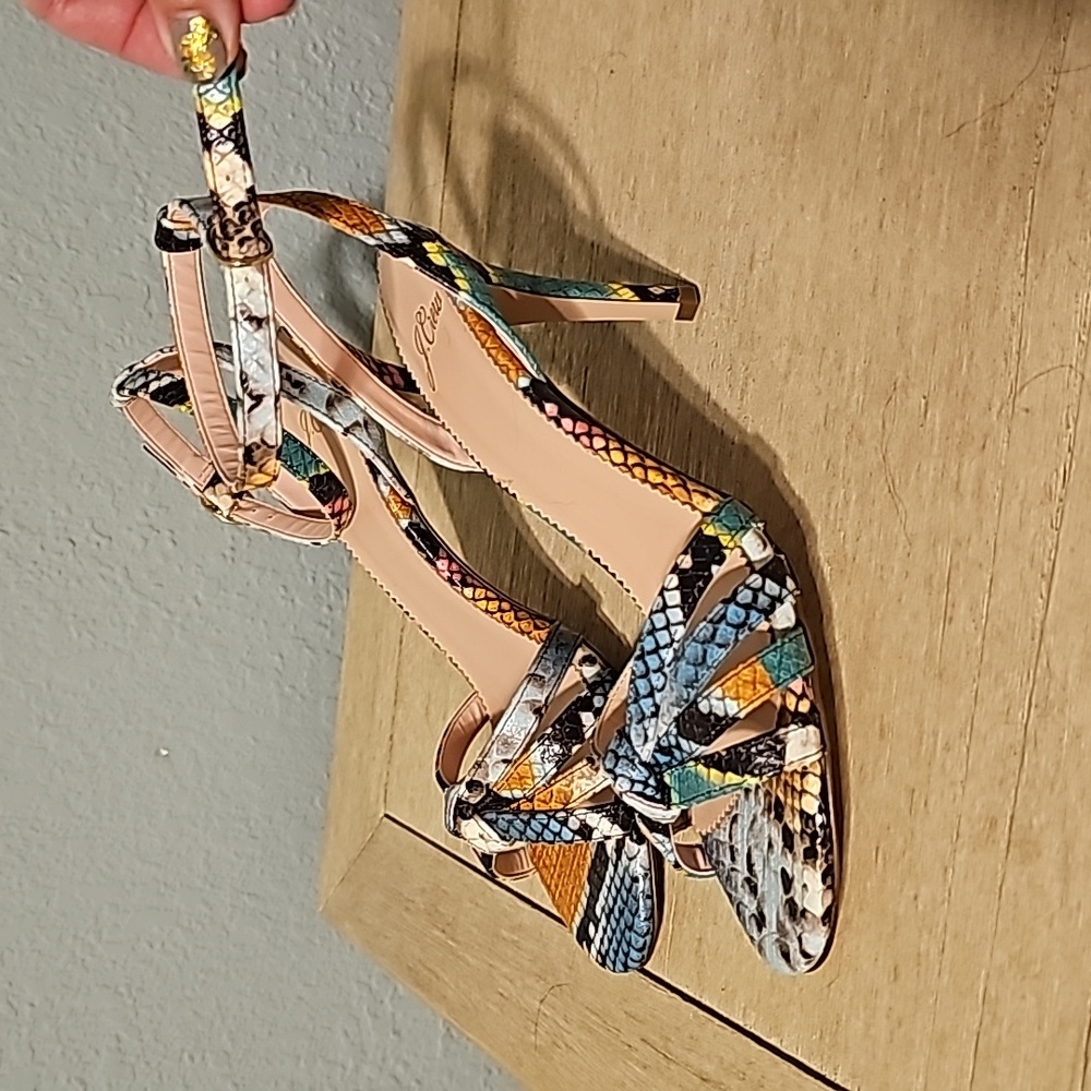 Size 6 J. Crew Snakeskin Multi-colored Sandals